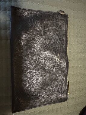 Ted Baker Black Leather Zip Pouch Clutch - Men 10 x 6